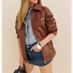 Reformation Leather Oversized Bomber Jacket